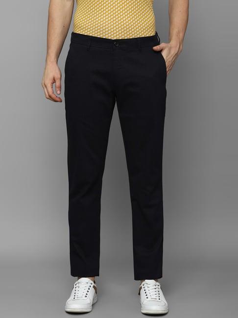 louis philippe sport jet black slim fit trousers