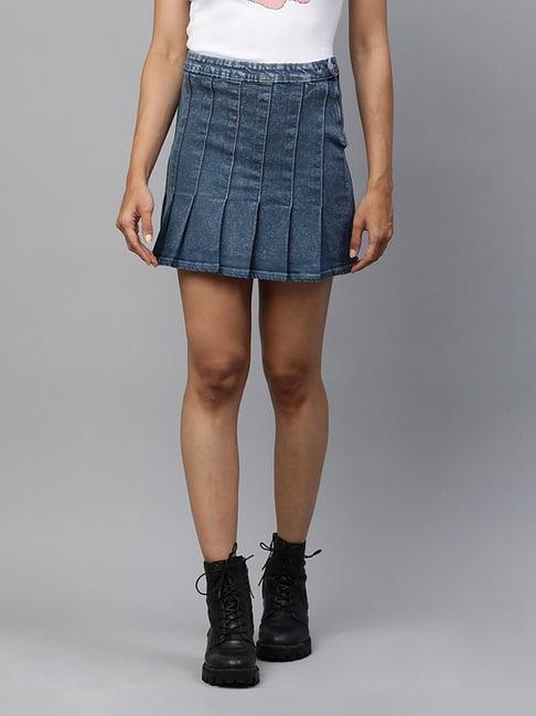 london rag dark blue cotton mini skirt