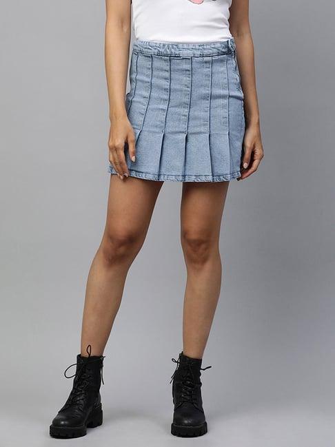 london rag light blue cotton mini skirt