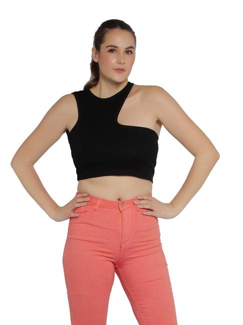 london rag black slim fit crop top