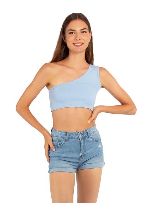 london rag light blue slim fit crop top