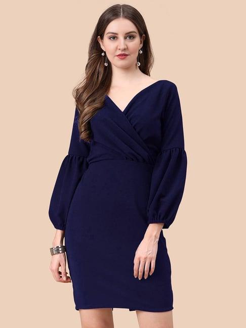 apnisha blue wrap dress