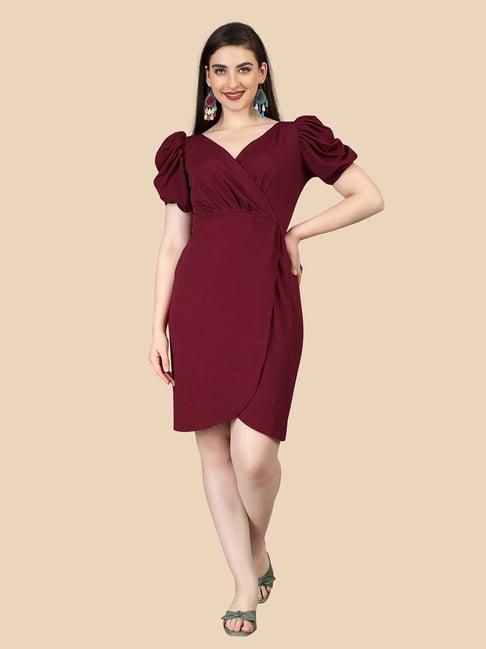 apnisha maroon wrap dress