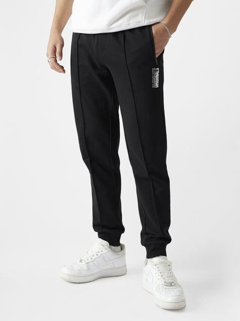 the souled store originals: jet black regular fit joggers