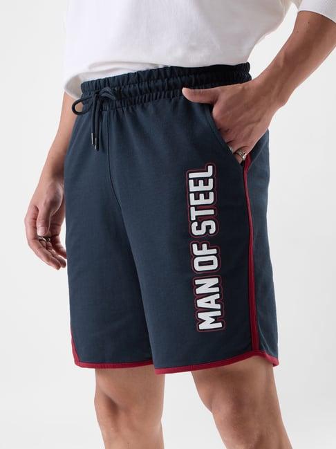 the souled store superman: 38 navy regular fit shorts