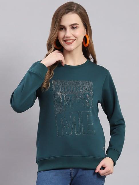 monte carlo bottle green printed pullover