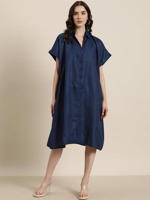 qurvii navy shirt dress