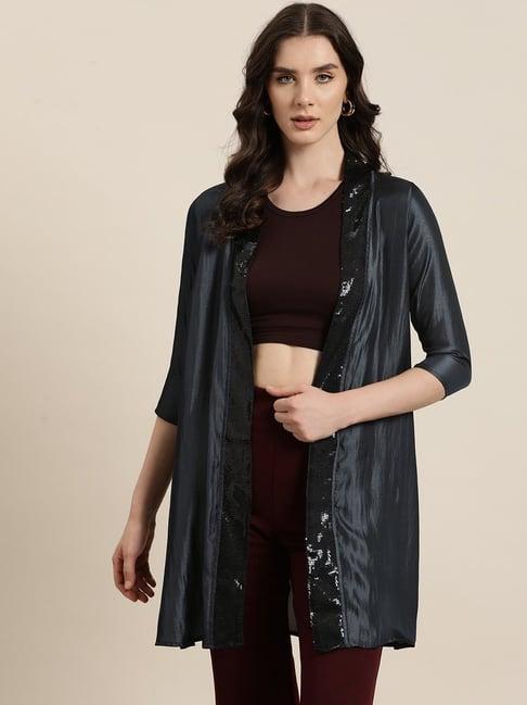 qurvii black embellished shrug