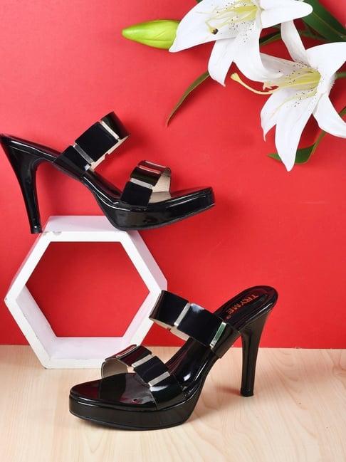 the white pole women's black casual stilettos