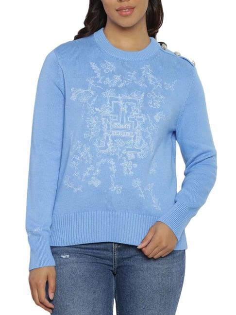 tommy hilfiger hydrangea blue logo regular fit sweater