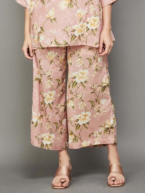 melange by lifestyle pink floral print palazzos