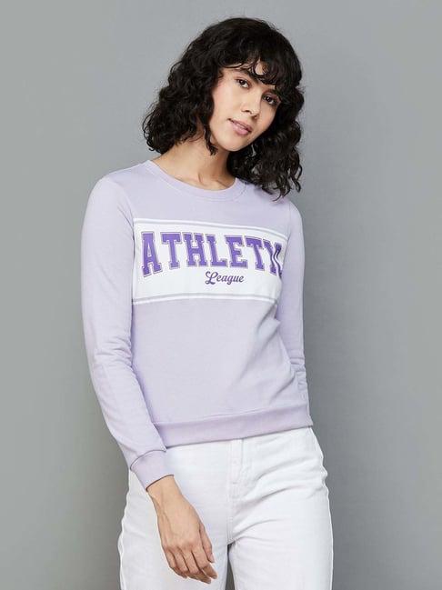 ginger by lifestyle lilac cotton printed sweatshirt