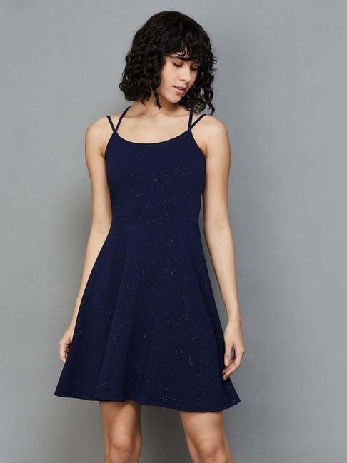 ginger by lifestyle navy embellished a-line dress