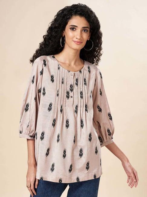 marigold lane beige printed tunic