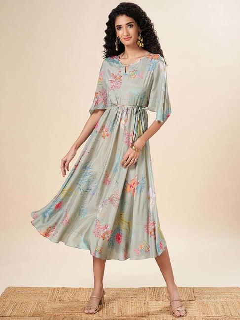 marigold lane grey printed a-line dress