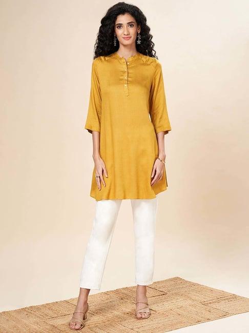 marigold lane mustard self pattern tunic