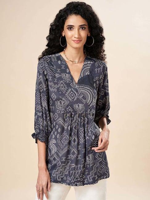 marigold lane indigo blue printed tunic