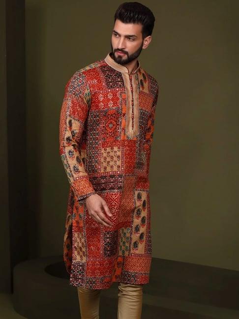 kisah multicolored regular fit printed kurta