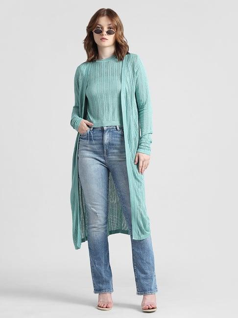 only green regular fit long shrug