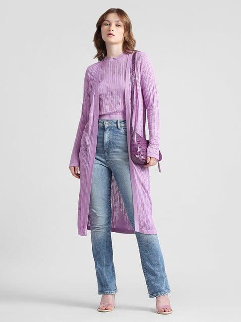 only lavender regular fit long shrug