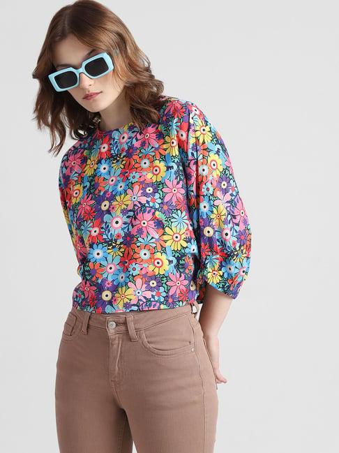 only multicolor floral print top