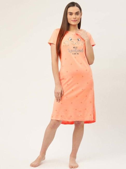 sweet dreams pastel peach cotton printed sleep tee