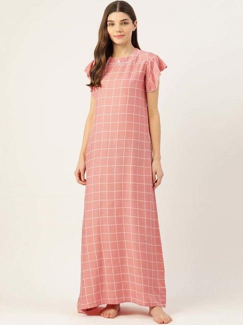 sweet dreams salmon pink chequered night gown