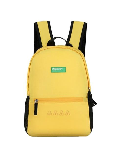 united colors of benetton citron yellow polyester solid backpack - 12 ltrs