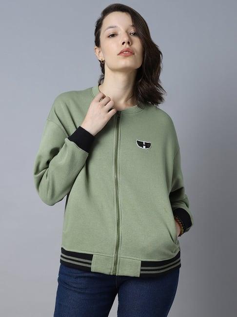 high star green cotton regular fit sweatshirt