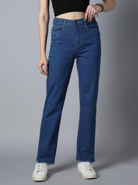 high star blue cotton straight fit mid rise jeans