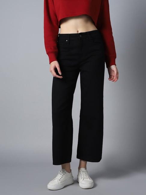 high star dark black cotton relaxed fit mid rise jeans