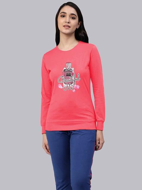 lyra coral cotton printed sweatshirt