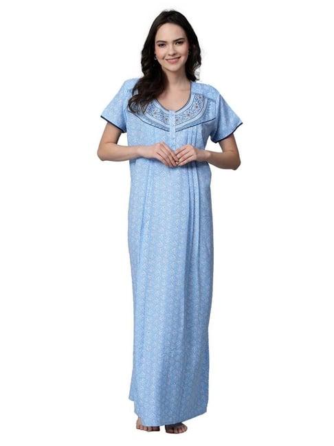 sweet dreams blue embroidered nighty