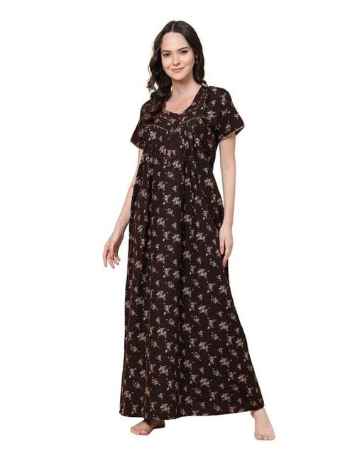 sweet dreams brown floral print nighty