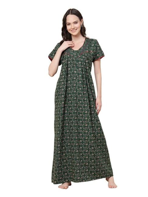 sweet dreams green floral print nighty