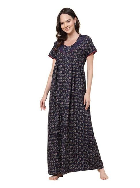 sweet dreams navy floral print nighty