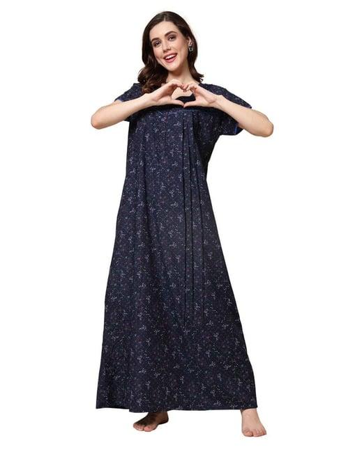 sweet dreams navy floral print nighty