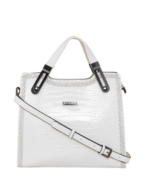 esbeda white pu textured handbag