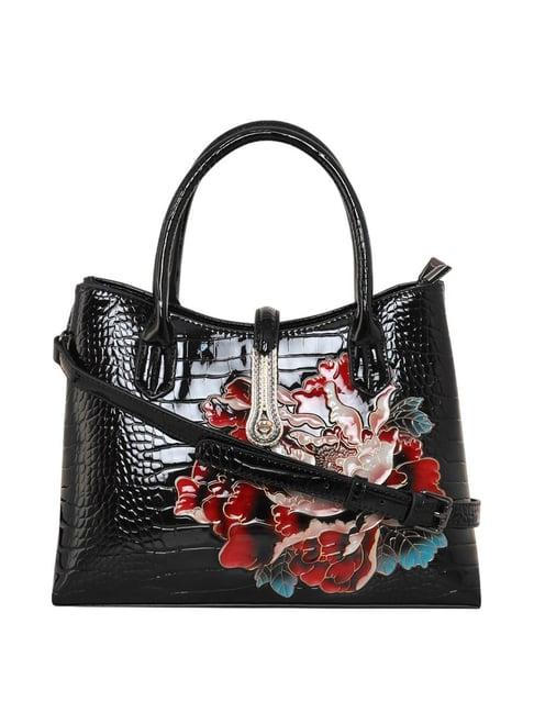 esbeda trendy fancy black pu textured handbag