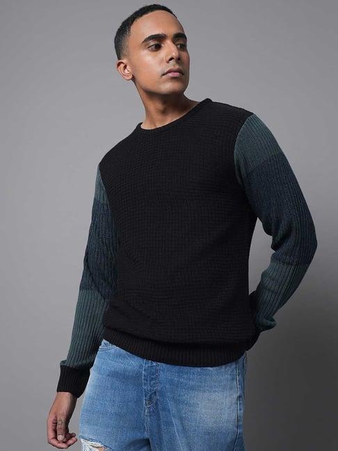 high star teal & black regular fit sweater