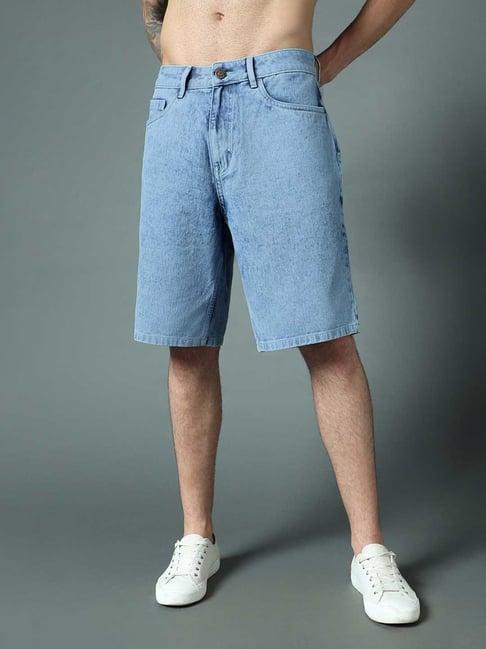 high star light blue regular fit denim shorts