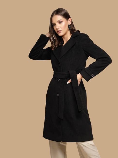 global republic black tweed regular fit coat