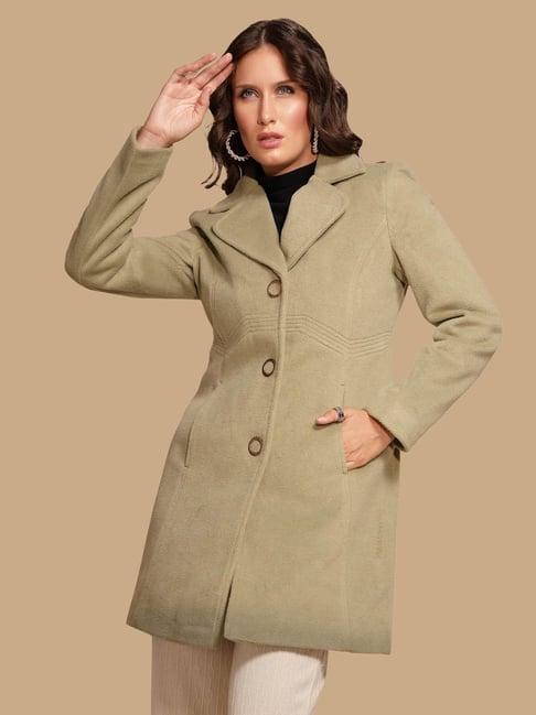 global republic green tweed regular fit coat