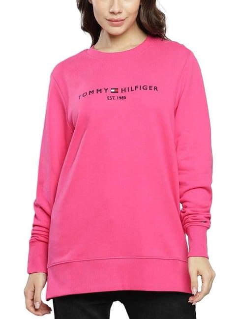 tommy hilfiger bright cerise pink logo regular fit sweatshirt