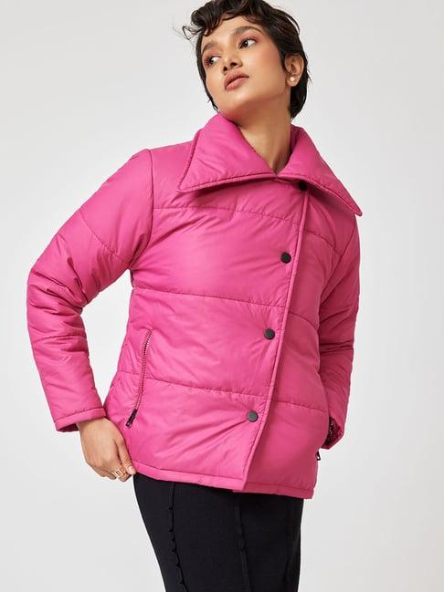 the label life cherry pink oversized puffer jacket