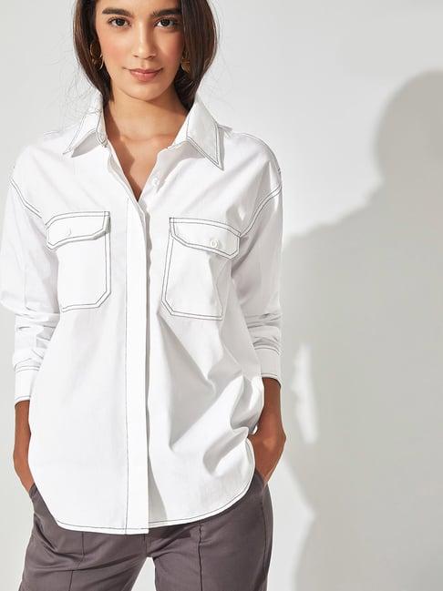 the label life white poplin shirt