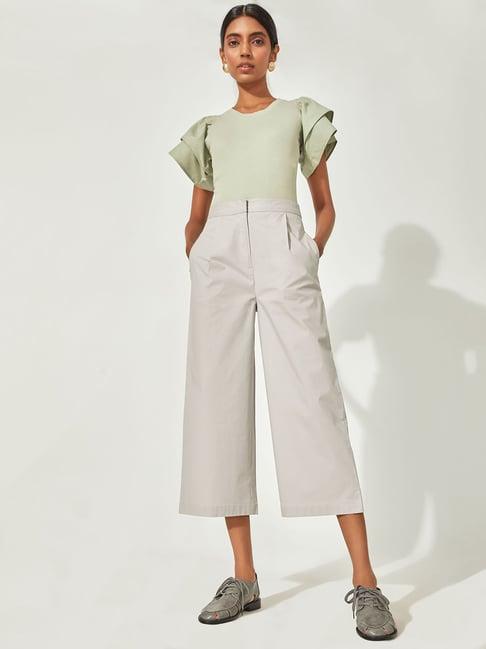 the label life grey regular fit mid rise culottes