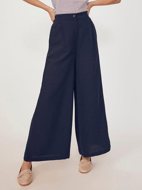 the label life navy regular fit high rise trousers