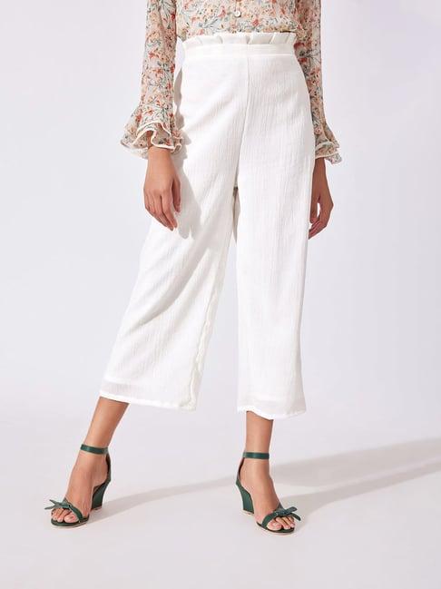 the label life white regular fit high rise pants