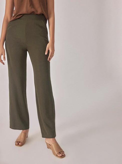 the label life olive regular fit high rise pants